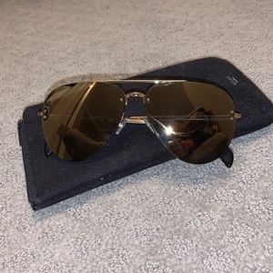 Céline J5g/Mv Gold/Bronze Lens Mirror Aviator Cl41391 Sunglasses Like New